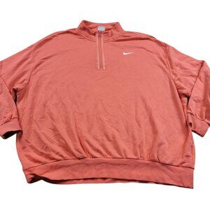 Nike Sportswear Sweatshirt Womena XL Coral Patterned 1/4 Zip Pullover Oversized